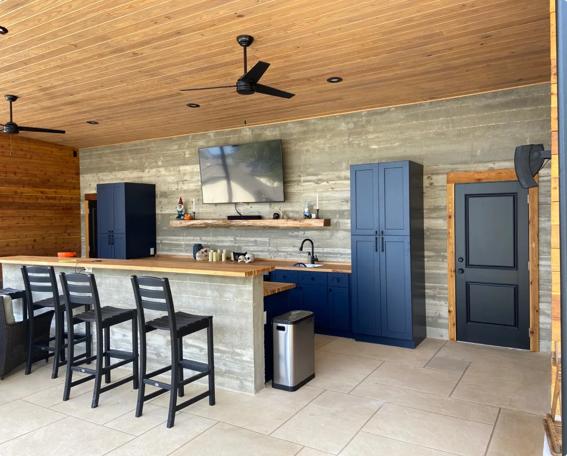Cabana with poured in place concrete walls